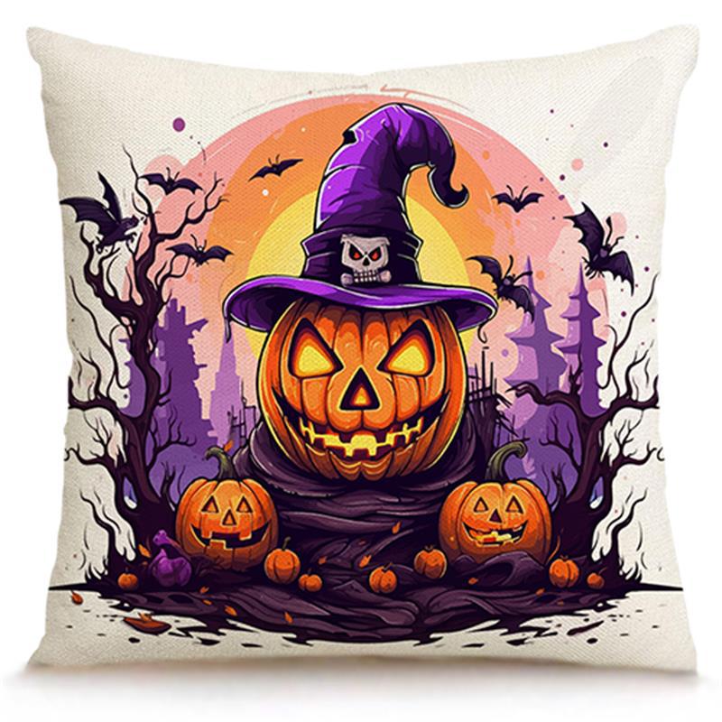 Wholesale Skull Pumpkin Linen Halloween Party Living Room Decoration Pillowcase